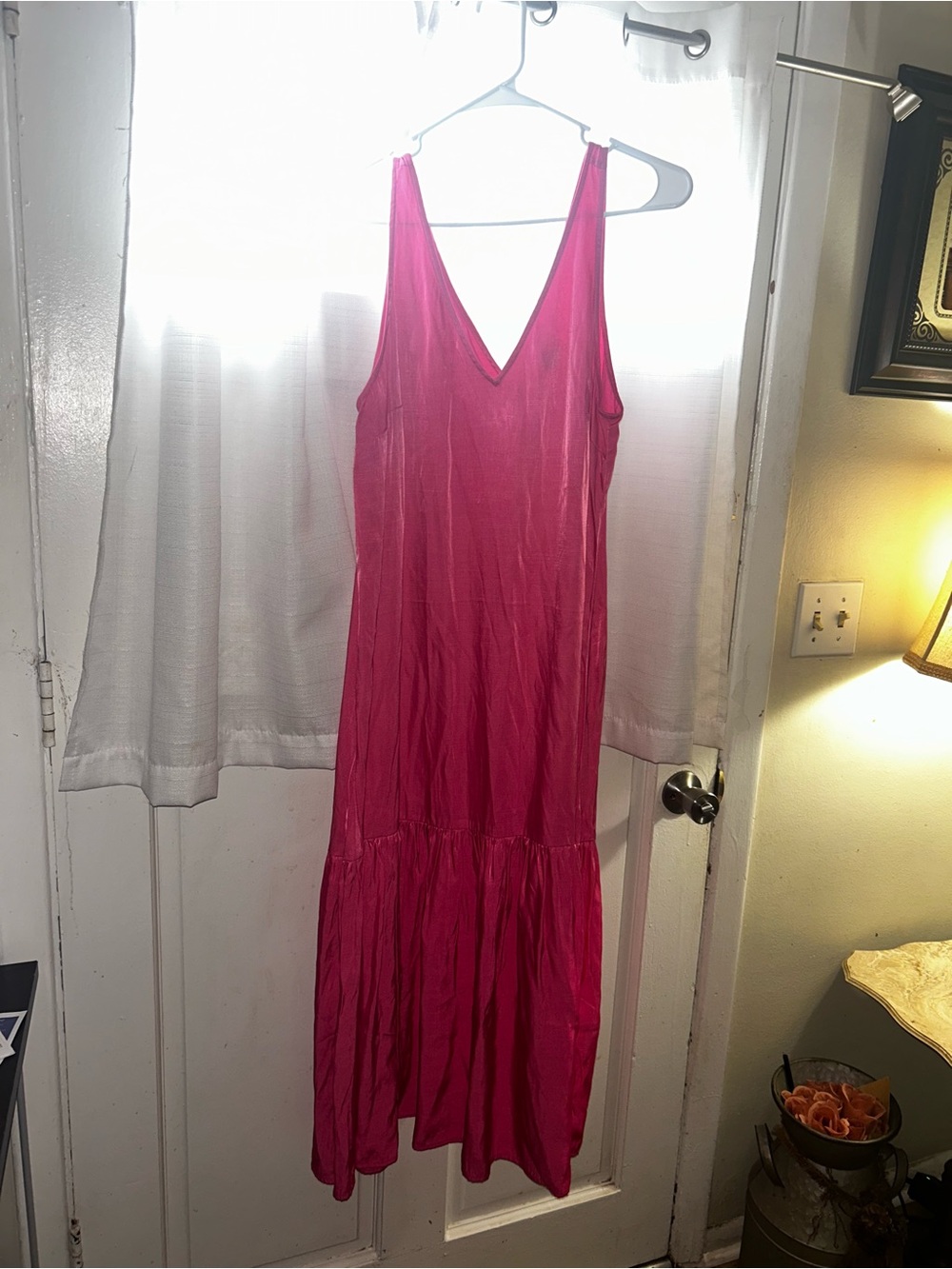 H&M Hot Pink Sleeveless V-Neck Maxi Dress